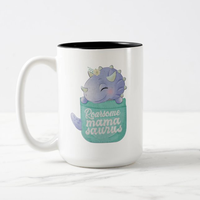 Caneca De Café Em Dois Tons Roarsome Mamasaurus (Esquerda)