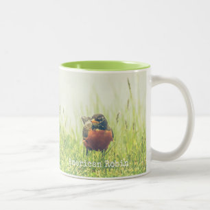 Caneca De Café Em Dois Tons Robin Americano Bird Green Nature