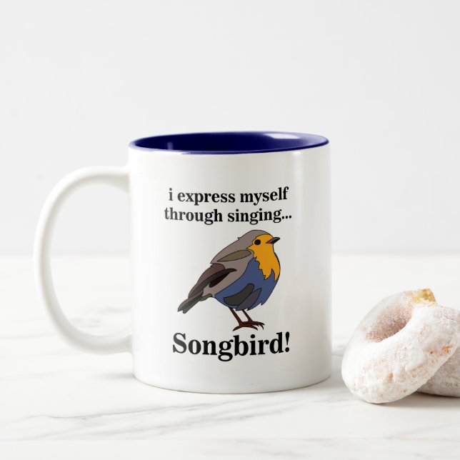 Caneca De Café Em Dois Tons Robin Redbreast Songbird (Com Donut)
