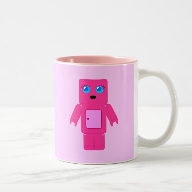 Caneca De Café Em Dois Tons Robô cor-de-rosa (Direita)