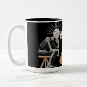 Caneca De Café Em Dois Tons Robô de Música Confuso