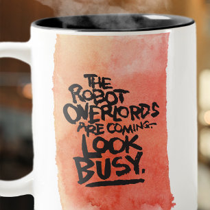 Caneca De Café Em Dois Tons Robô Engraçado Overlords Mug