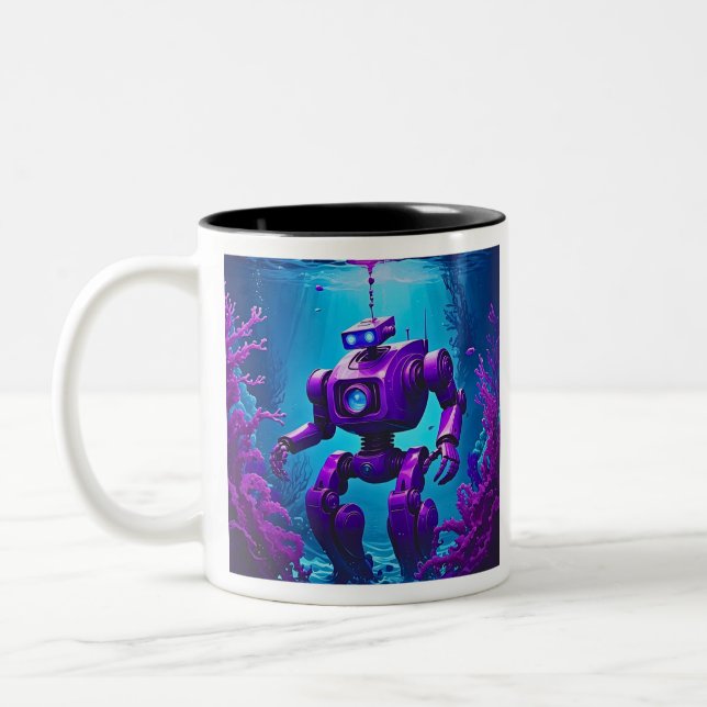 Caneca De Café Em Dois Tons robô scuba submarino (Esquerda)
