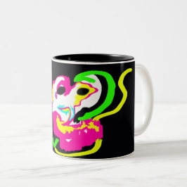Caneca De Café Em Dois Tons rocha de cavalo-marinho neon