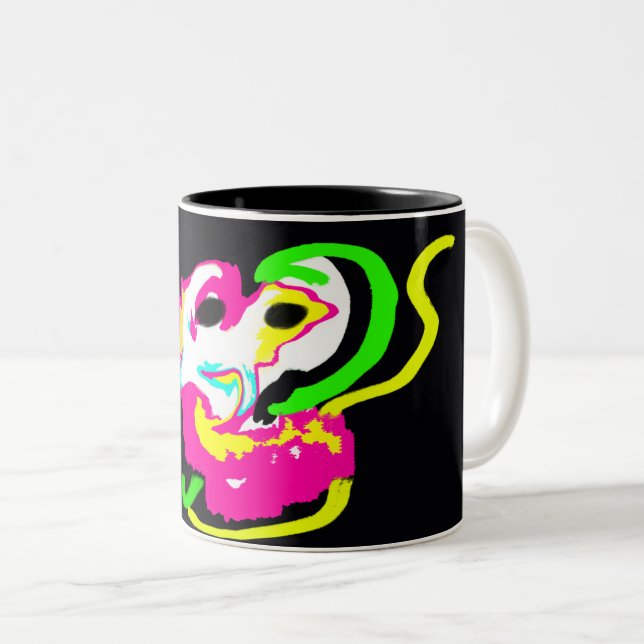 Caneca De Café Em Dois Tons rocha de cavalo-marinho neon (Frente Esquerda)