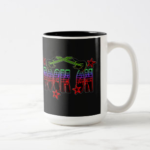 Caneca De Café Em Dois Tons Rocha do logotipo do arco-íris em guitarra & em