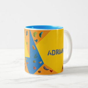 Caneca De Café Em Dois Tons Rocha e Muro Subindo Furos Subindo Sobe