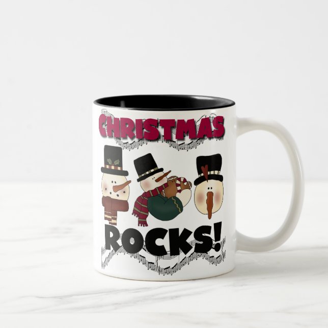 Caneca De Café Em Dois Tons Rochas do Natal dos bonecos de neve (Direita)