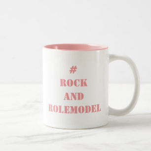 Caneca De Café Em Dois Tons # Rock and Rolemodel - Pastel Pink editável.