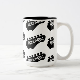 Caneca De Café Em Dois Tons Rock and Roll Guitar Pattern Mug