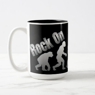 Caneca De Café Em Dois Tons Rock On Evolution Do Logotipo Rock Silver Mug