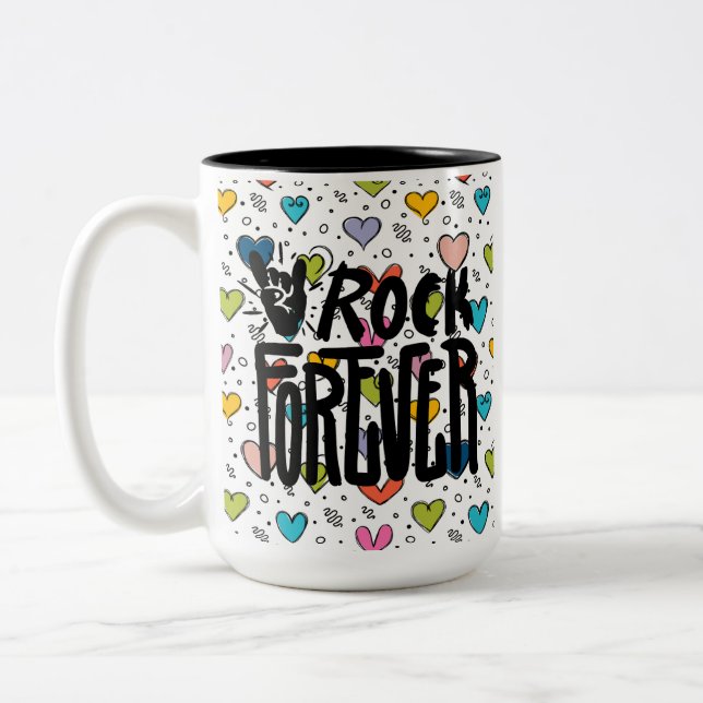 Caneca De Café Em Dois Tons rock para sempre (Esquerda)