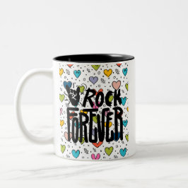 Caneca De Café Em Dois Tons rock para sempre