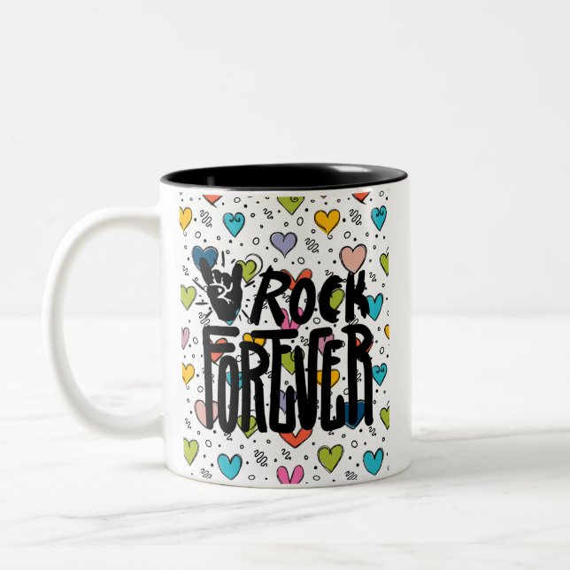 Caneca De Café Em Dois Tons rock para sempre (Esquerda)