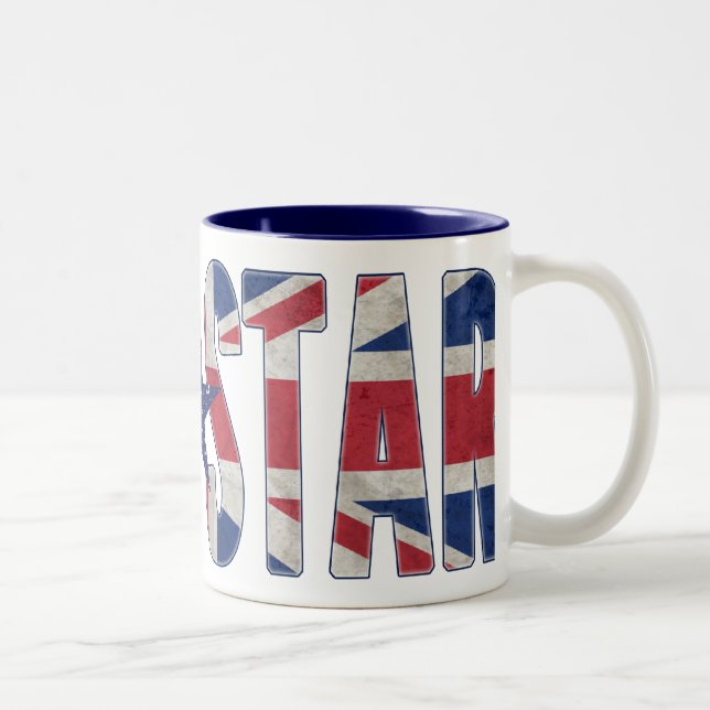 Caneca De Café Em Dois Tons Rock Star Union Jack Flag (Direita)