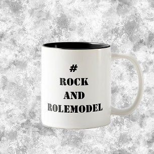 Caneca De Café Em Dois Tons #RockandRolemodel - Editável a preto.