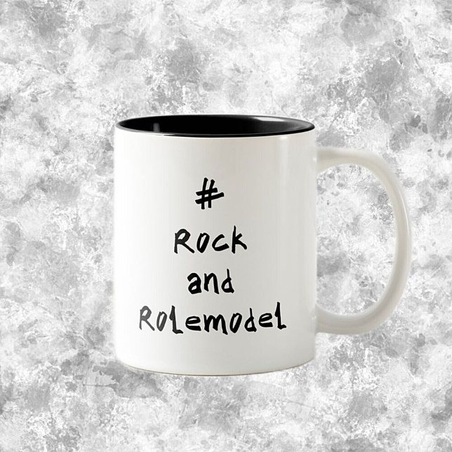 Caneca De Café Em Dois Tons #RockandRolemodel - Preto. (Criador carregado)