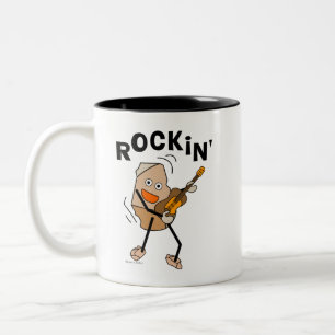 Caneca De Café Em Dois Tons Rockin' Guitar