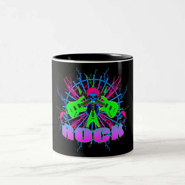 Caneca De Café Em Dois Tons Rockin Skulls 2 Mug (Centro)