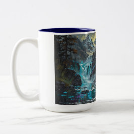 Caneca De Café Em Dois Tons Rocky Mountain Cinza Wolf Art