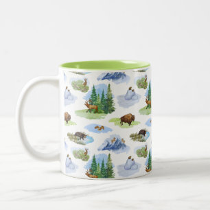 Caneca De Café Em Dois Tons Rocky Mountain Toile Mug