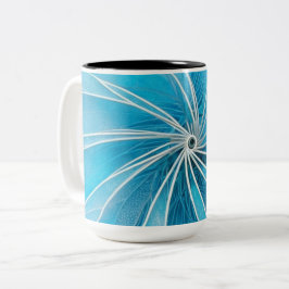 Caneca De Café Em Dois Tons Roda Azul Claro e Prata