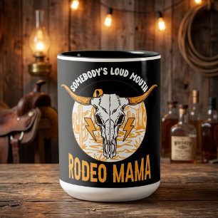 Caneca De Café Em Dois Tons Rodeio Mamãe Dia das Mães Western Única