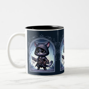 Caneca De Café Em Dois Tons Rogue Feline Fantasy Adventure