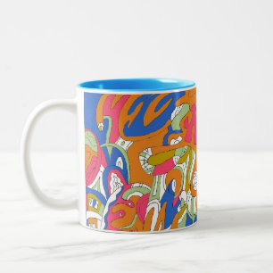 Caneca De Café Em Dois Tons "Rolling Sky" Abstrato Art