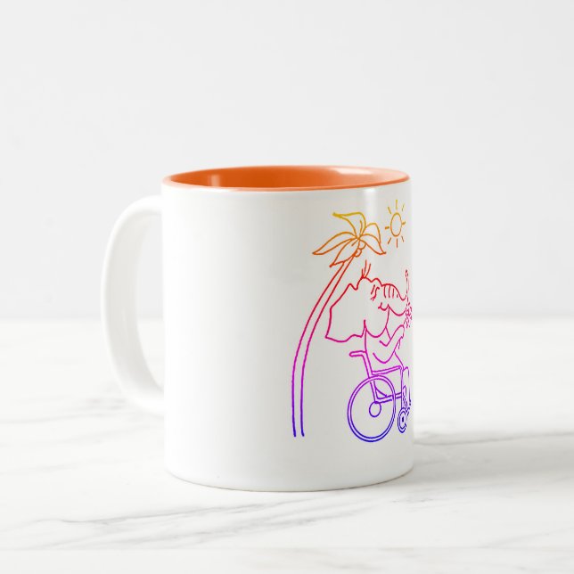 Caneca De Café Em Dois Tons Rollstuhlfahrer Elefant  (Frente Esquerda)