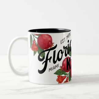 Caneca De Café Em Dois Tons Romã Vintage da Flórida Miami Botânico Fruta 