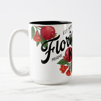Caneca De Café Em Dois Tons Romã Vintage Florida Miami Botânico Fruta 