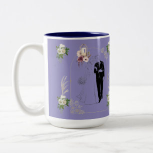 Caneca De Café Em Dois Tons Romance em flor lilás