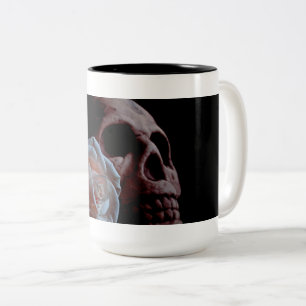 Caneca De Café Em Dois Tons Romance - o crânio e o pêssego aumentaram