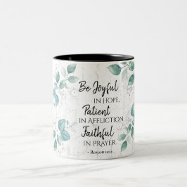 Caneca De Café Em Dois Tons Romanos 12:12 Sejam Jovens na Esperança, Fiéis na