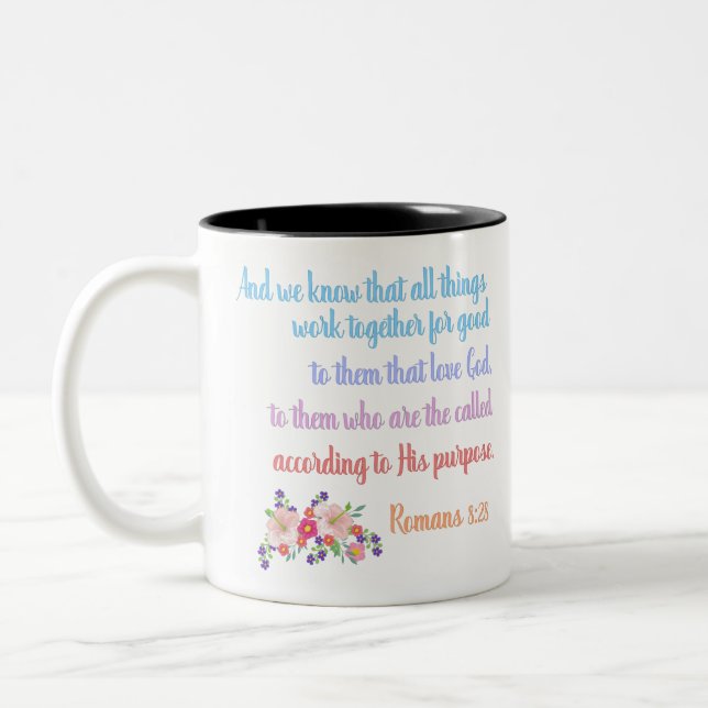 Caneca De Café Em Dois Tons Romanos 8 Bíblia Verso Design (Esquerda)