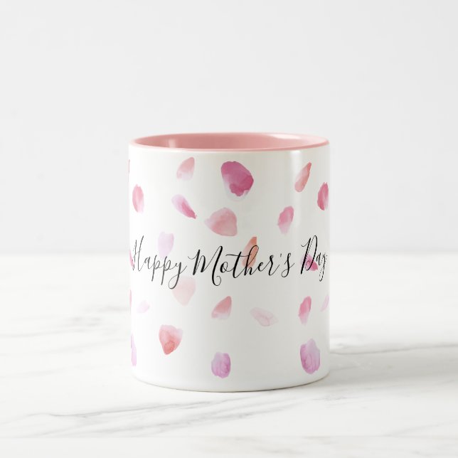 Caneca De Café Em Dois Tons Romantic Pink Peach Rose Petals Floral (Centro)