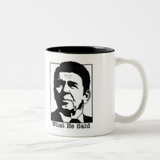 Caneca De Café Em Dois Tons Ronald Regan - o que disse o café… - Personalizado