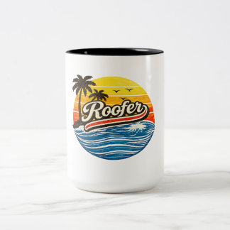 Caneca De Café Em Dois Tons Roofer Retro Sunset Design