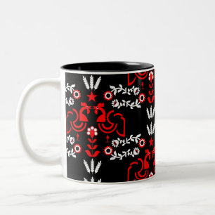 Caneca De Café Em Dois Tons Rooster Cockerel Scandinavian Folart