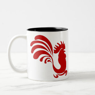Caneca De Café Em Dois Tons Rooster Hen Fazenda Silhouter Vintage