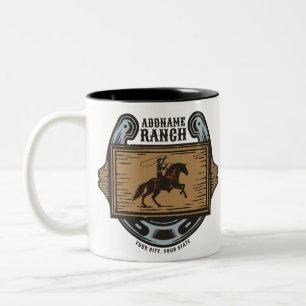 Caneca De Café Em Dois Tons Roping Cowboy ADD NAME Western Family Horse Rankin
