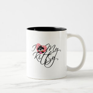Caneca De Café Em Dois Tons Rosa, adoro meus Camisetas e presentes Gatinhos