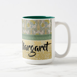 Caneca De Café Em Dois Tons Rosa amarelo personalizado