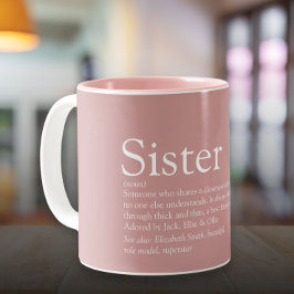 Caneca De Café Em Dois Tons Rosa cor-de-rosa-menina de definição de irmã