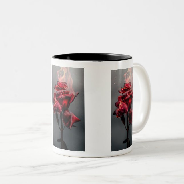 Caneca De Café Em Dois Tons Rosa de Fogo (Frente Esquerda)