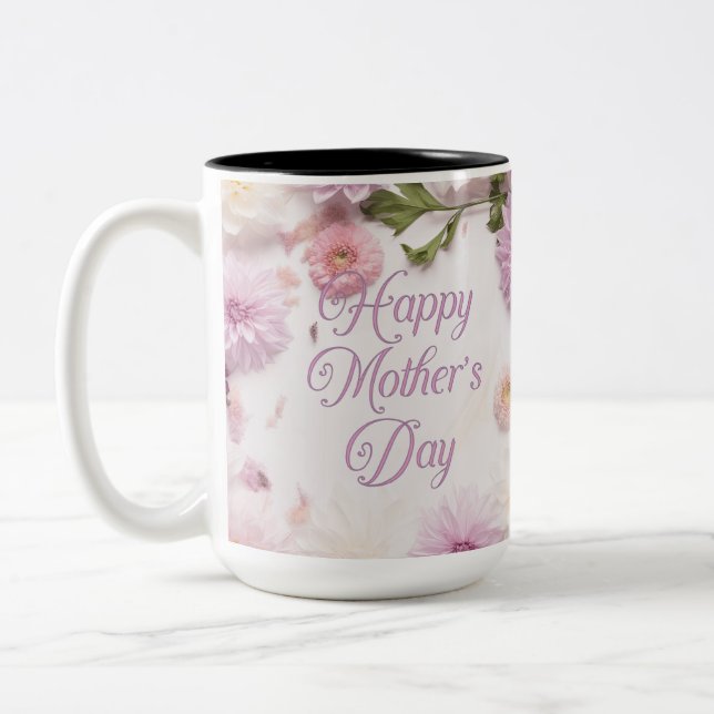 Caneca De Café Em Dois Tons Rosa Dia de as mães Feliz (Esquerda)