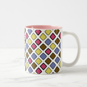 Caneca De Café Em Dois Tons Rosa diagonal geométrico dos azulejos em alguma