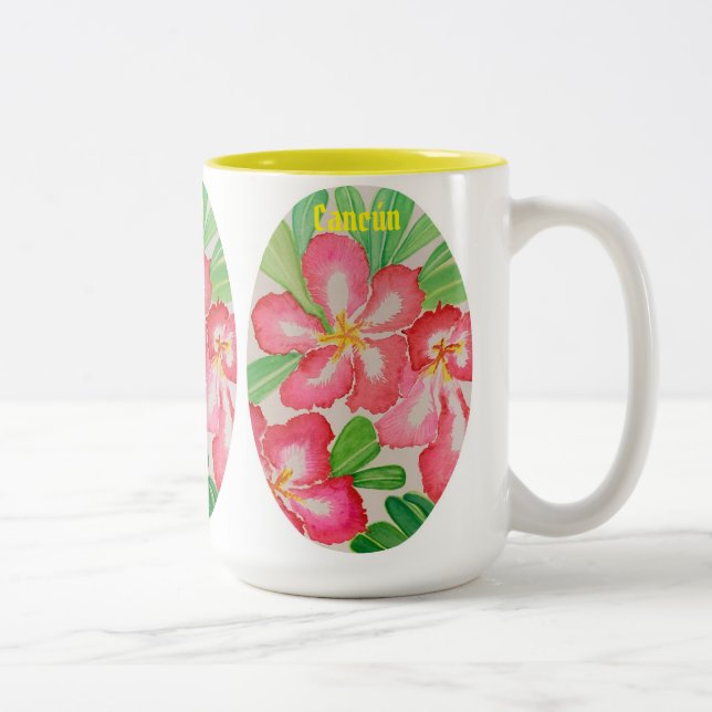 Caneca De Café Em Dois Tons Rosa do Deserto de Cancún (Direita)