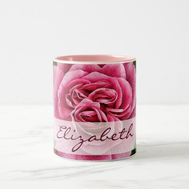 Caneca De Café Em Dois Tons Rosa do rosa personalizado (Centro)